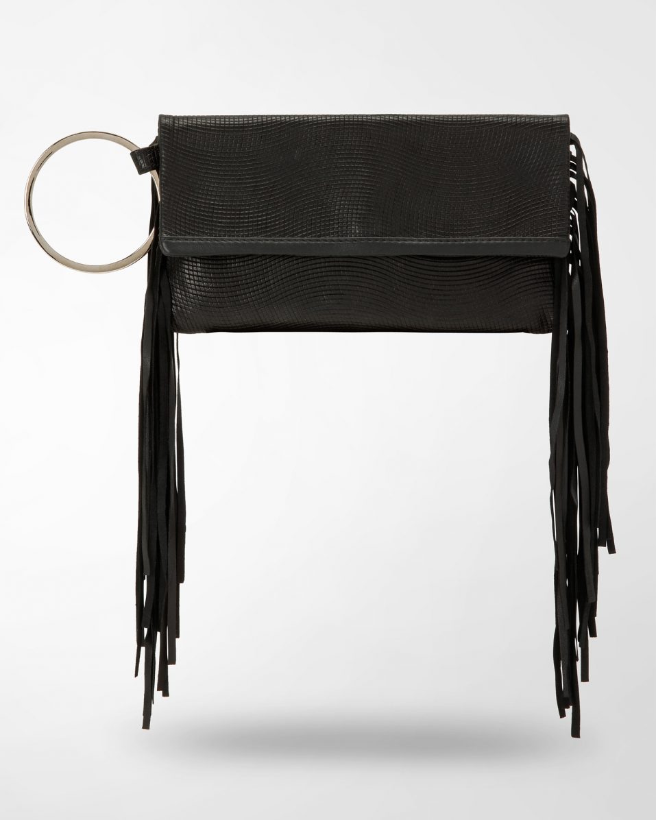handbag ATENA ATENA bracelet clutch Onda fringe black
