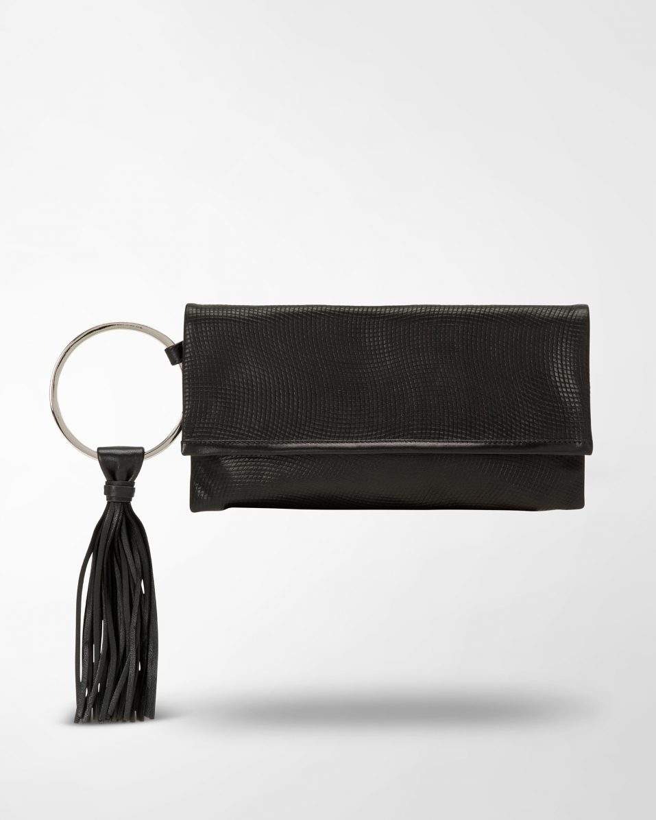 handbag ATENA bracelet clutch red black leather