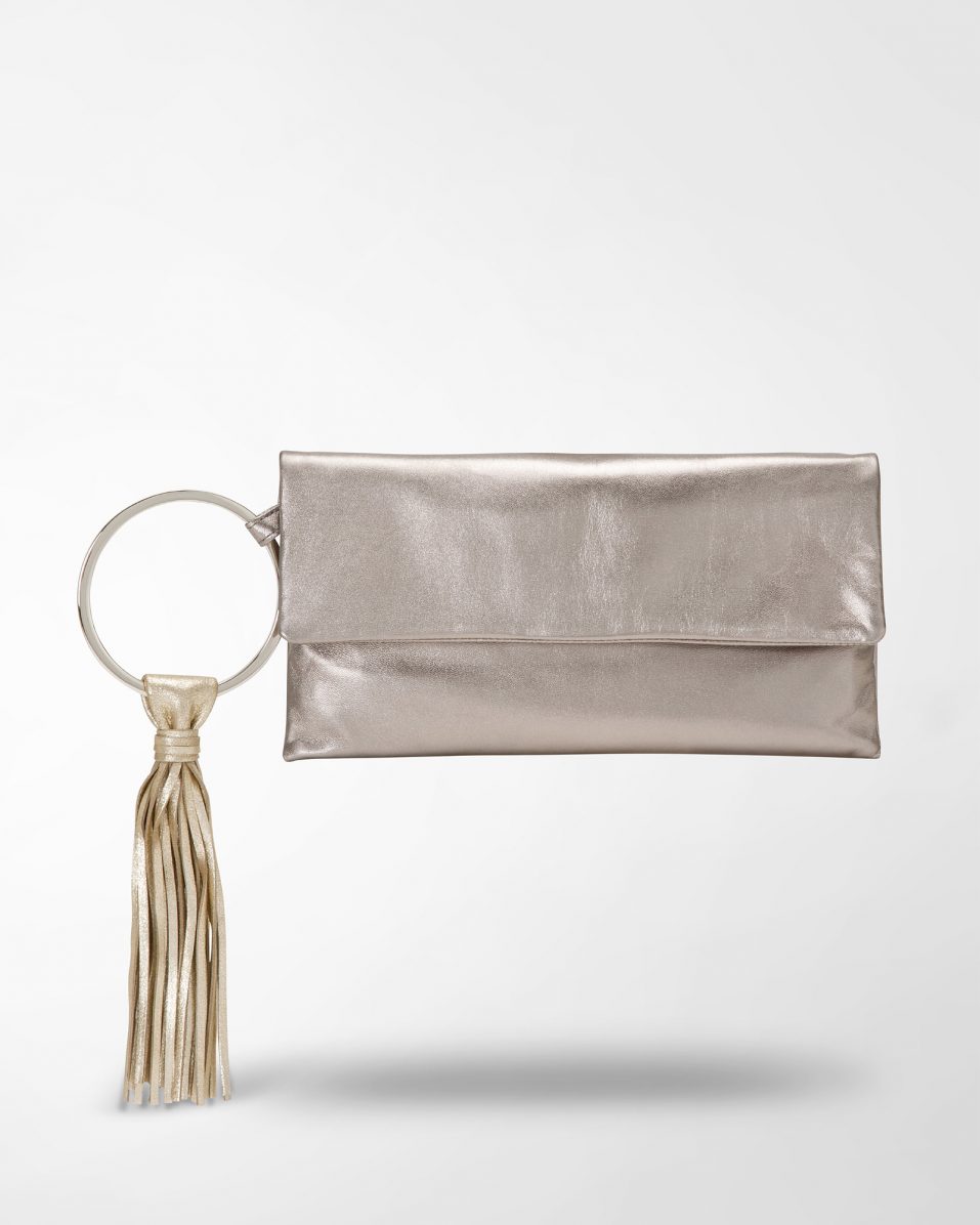 handbag ATENA Bracelet clutch bag in metallic gold leather
