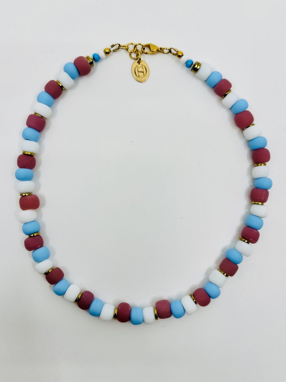 Necklace CANDY SHORT Sky-Blue Pink White