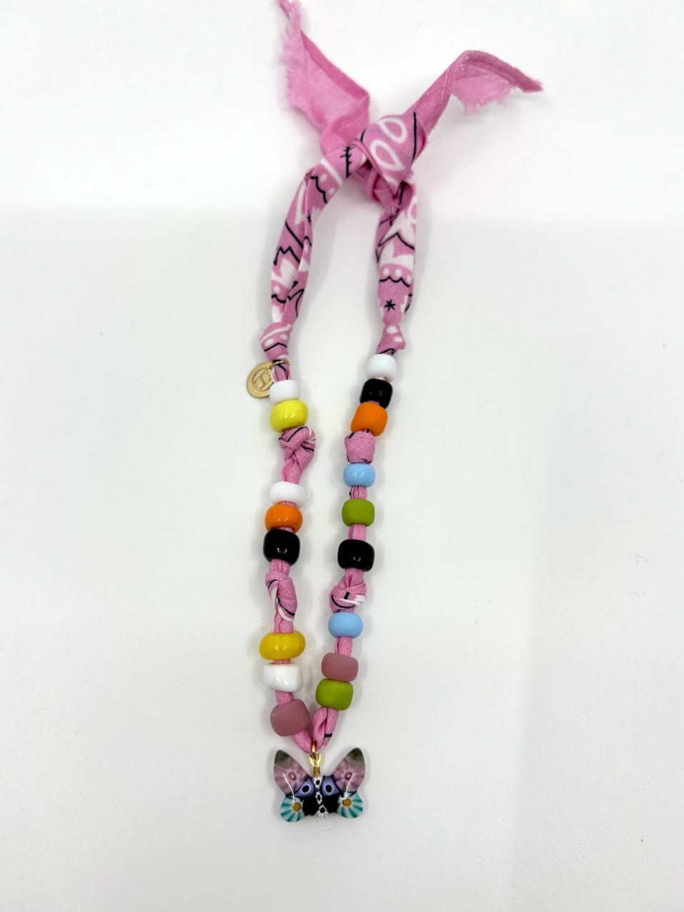 Necklace CANDY Bandana Pink - Pink Butterfly