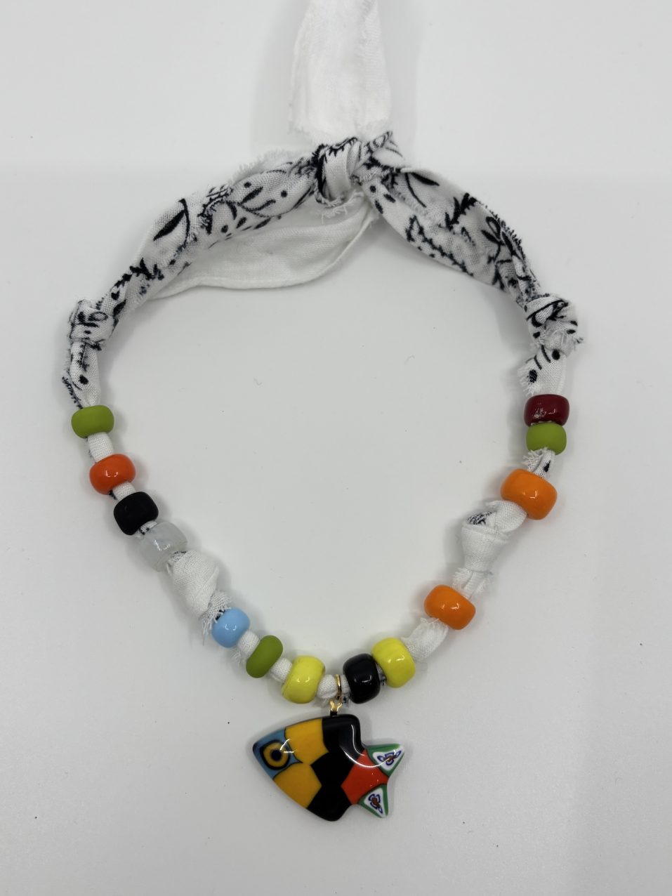 Necklace CANDY Bandana White + Orange Fish