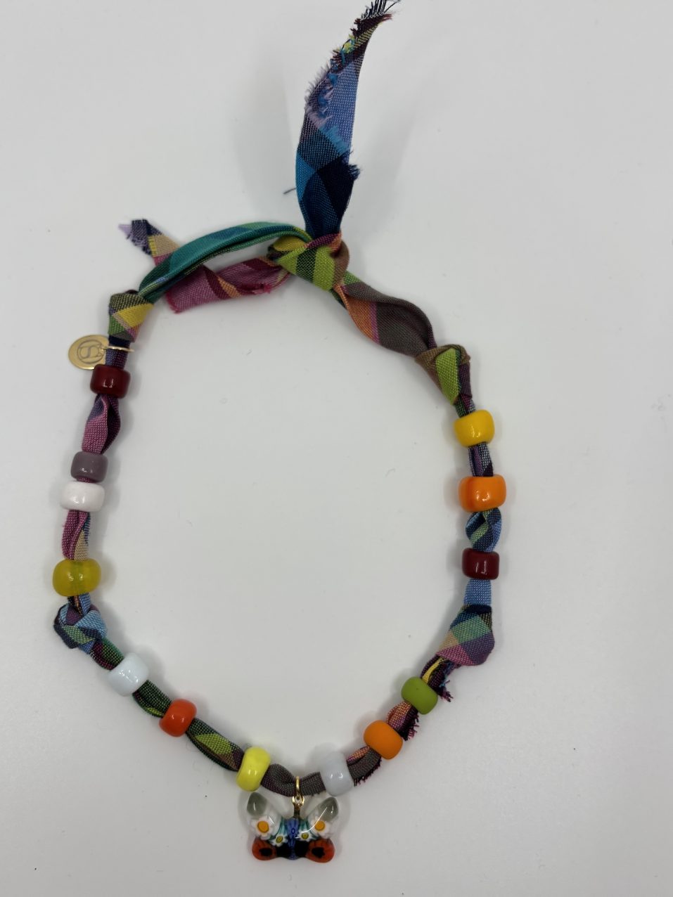 Necklace CANDY Bandana Madras - Glass Butterfly