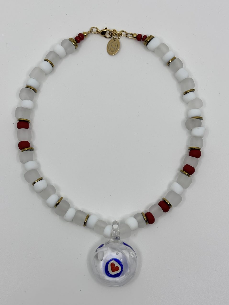 Necklace CANDY SHORT Pendant Clear White Red