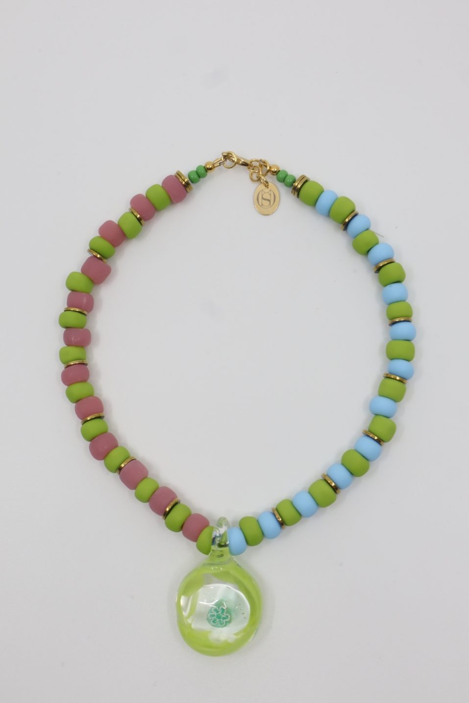 Necklace CANDY SHORT Pendant Green Light Blue Pink