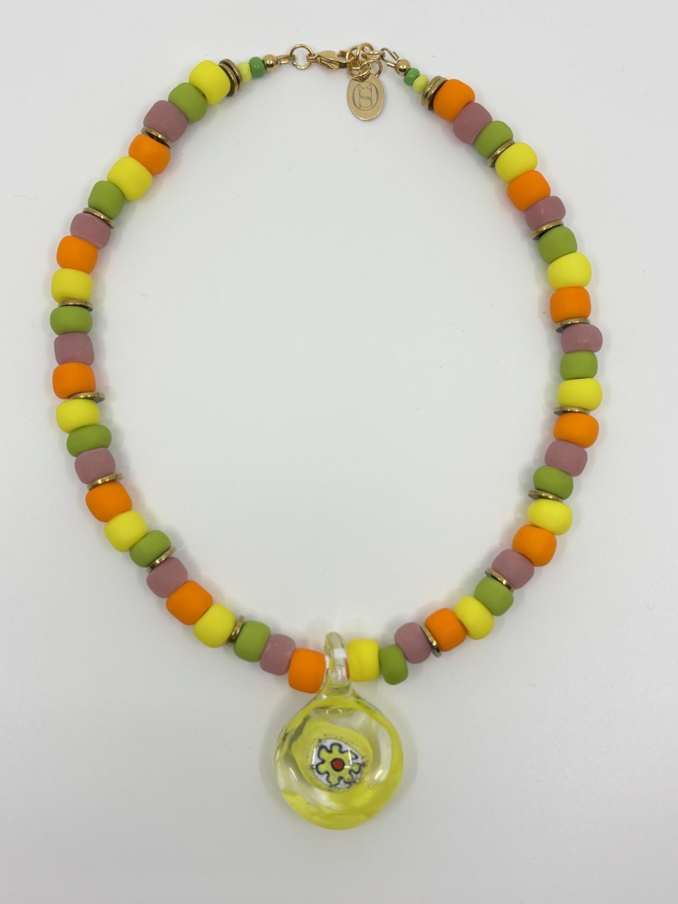 Necklace CANDY SHORT Pendant Yellow Orange Green Pink