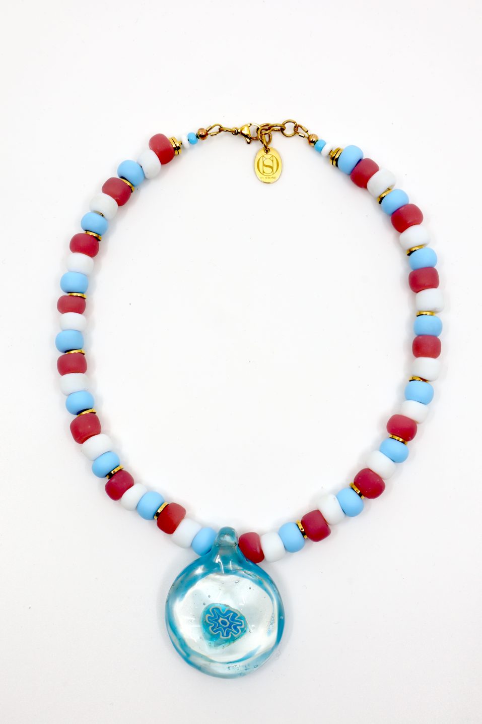 Necklace CANDY SHORT Pendant White Pink Light Blue